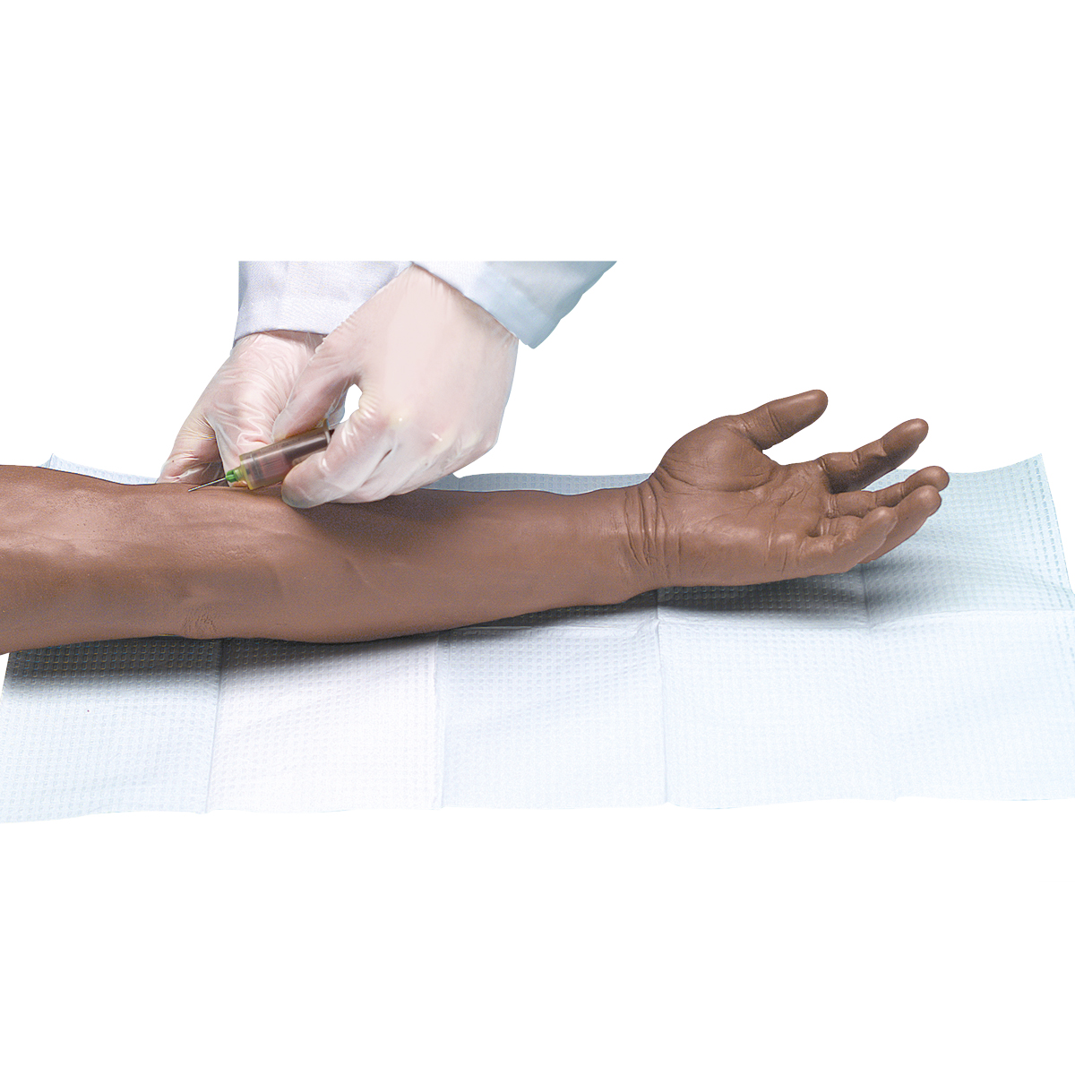 Усовершенствованный тренажер для венопункции и инъекции, рука, темная кожа